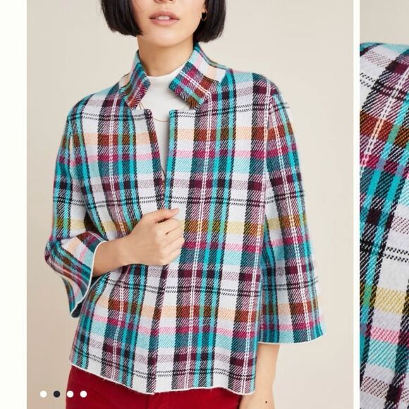 Anthropologie Rosetta Cropped Plaid Jacket Size S - Picture 2 of 13
